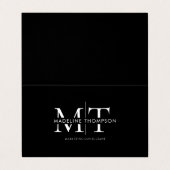 Moderne Typografie-Monogramm Schwarzer QR-Code gef Visitenkarten (Außenseite Aufgefaltet)