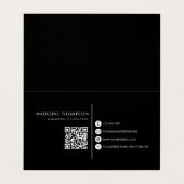 Moderne Typografie-Monogramm Schwarzer QR-Code gef Visitenkarten (Innenseite Aufgefaltet)