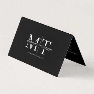 Moderne Typografie-Monogramm Schwarzer QR-Code gef Visitenkarten