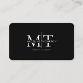 Moderne Typografie-Monogramm Schwarzer QR-Code Visitenkarte (Vorderseite)