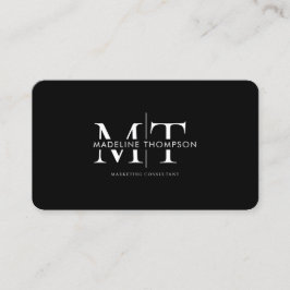 Moderne Typografie-Monogramm Schwarzer QR-Code Visitenkarte