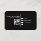 Moderne Typografie-Monogramm Schwarzer QR-Code Visitenkarte (Rückseite)