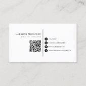 Moderne Typografie Monogramm Schwarzweiß-QR-Code Visitenkarte (Rückseite)
