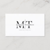 Moderne Typografie Monogramm Schwarzweiß-QR-Code Visitenkarte (Vorderseite)