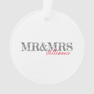 Moderne Typografie Mr.&Mrs. Name Date Keepake Ornament