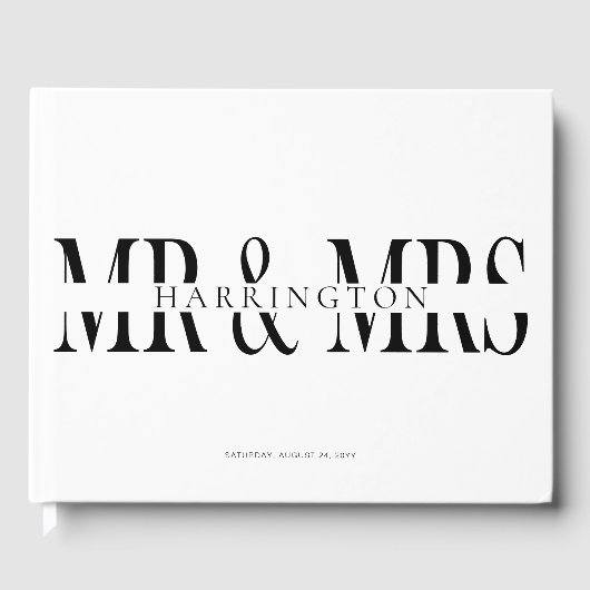 Moderne Typografie Mr. & Mrs. Wedding Gästebuch (Vorderseite)