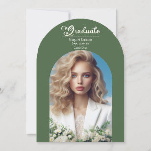 Moderne Typografie muffige Graduate Olive Green Ar Einladung