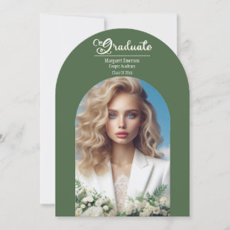 Moderne Typografie muffige Graduate Olive Green Ar Einladung