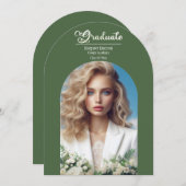 Moderne Typografie muffige Graduate Olive Green Ar Einladung (Vorne/Hinten)