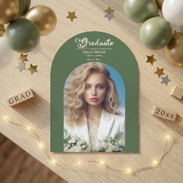 Moderne Typografie muffige Graduate Olive Green Ar Einladung