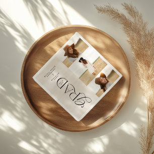 Moderne Typografie Multi-Foto-Absolventen-Willkomm Serviette