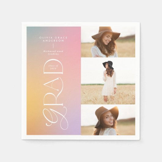 Moderne Typografie-Multi-Foto-Graduierte willkomme Serviette (Vorderseite)