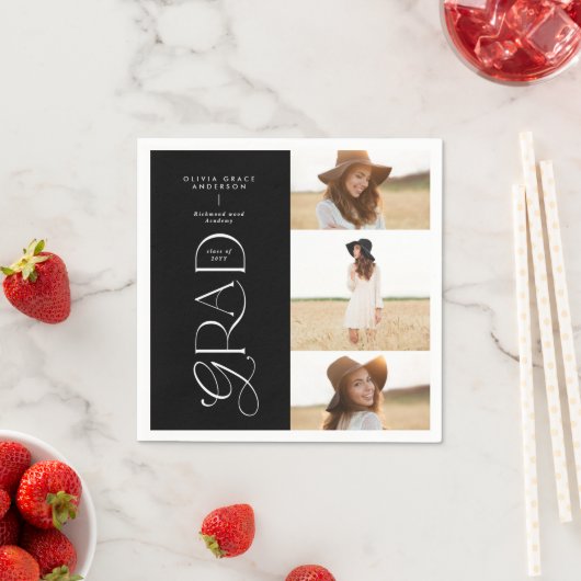 Moderne Typografie-Multi-Foto-Graduierte willkomme Serviette (Beispiel)