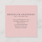 Moderne Typografie Nail Artist Quadratische Visitenkarte (Rückseite)