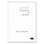 Moderne Typografie Name Beef Wedding Platzkarten Tischnummer (Vorderseite)