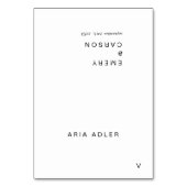 Moderne Typografie Name Vegane Hochzeitsszenarien Tischnummer (Vorderseite)