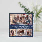 Moderne Typografie Navy 5 FotoCollage Weihnachten (Stehend Vorderseite)