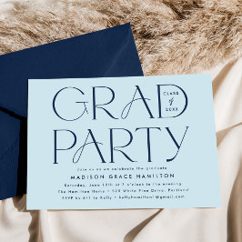 Moderne Typografie Navy Blue Graduation Party Einladung