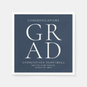 Moderne Typografie Navy Blue White Graduation Part Serviette (Vorderseite)
