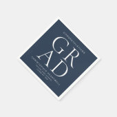 Moderne Typografie Navy Blue White Graduation Part Serviette (Ecke)