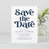 Moderne Typografie Navy Save The Date (Stehend Vorderseite)