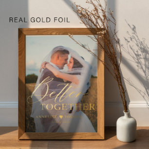 Moderne Typografie nennt Hochzeitsfoto Gold Foliendrucke