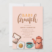 Moderne Typografie Niedlich Kawaii Baby Brunch Einladung (Vorderseite)
