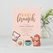 Moderne Typografie Niedlich Kawaii Baby Brunch Einladung (Stehend Vorderseite)