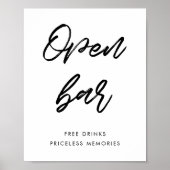 Moderne Typografie Offenes Hochzeitszeichen Bar Poster (Vorne)