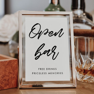 Moderne Typografie Offenes Hochzeitszeichen Bar Poster