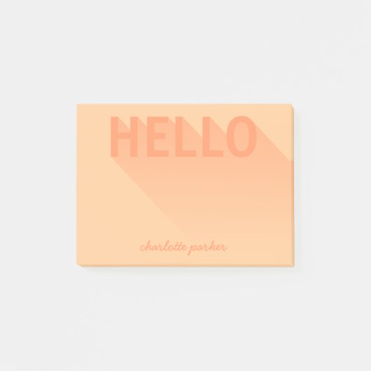 Moderne Typografie Orange Hello Post-it Klebezettel (Vorderseite)