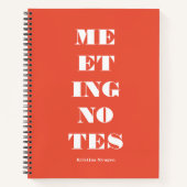 Moderne Typografie Orange Meeting Notes Notizblock (Vorderseite)