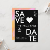 Moderne Typografie Orange Pink retten die Datenkar Karte (Vorderseite/Rückseite Beispiel)