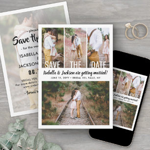 Moderne Typografie Overlay Foto Collage Hochzeit Save The Date