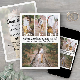 Moderne Typografie Overlay Foto Collage Wedding Save The Date