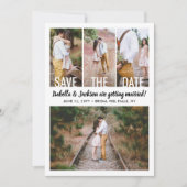 Moderne Typografie Overlay Foto Collage Wedding Save The Date (Vorderseite)