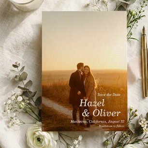 Moderne Typografie-Overlay-Foto-Hochzeit Save The Date