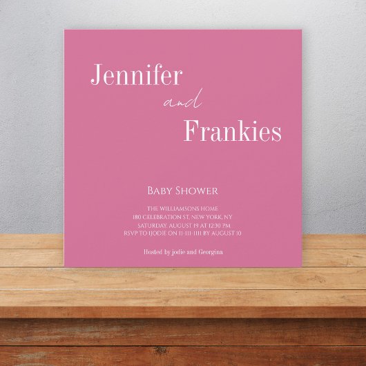 Moderne Typografie Paare rosa Babydusche Einladung