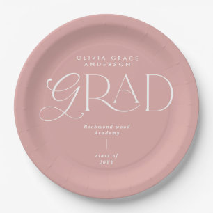 Moderne Typografie-Party-Dekoration in Girly Pink Pappteller