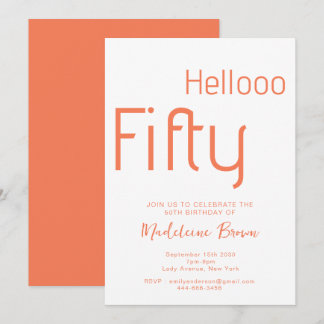 Moderne Typografie Peach 50. Geburtstag Einladung