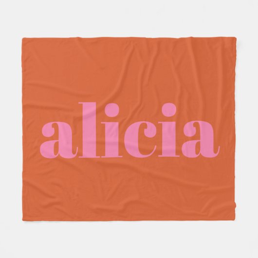 Moderne Typografie - Personalisierter Name | Rosa Fleecedecke (Vorderseite (Horizontal))