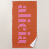 Moderne Typografie - Personalisierter Name | Rosa Strandtuch (Vorderseite)