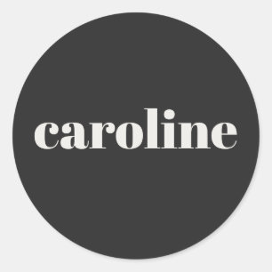 Moderne Typografie Personalisierter Name Schwarz W Runder Aufkleber