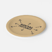 Moderne Typografie-Pfeile aus sozialer Distanz lus Pappteller (Schrägansicht)