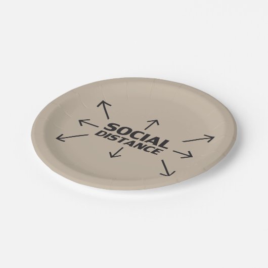 Moderne Typografie-Pfeile aus sozialer Entfernung  Pappteller (Schrägansicht)