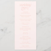 Moderne Typografie Pfirsich-Hochzeitsprogramm Programm (Rückseite)