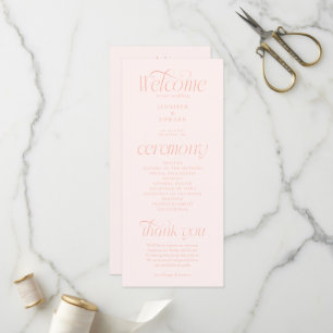 Moderne Typografie Pfirsich-Hochzeitsprogramm Programm