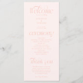 Moderne Typografie Pfirsich-Hochzeitsprogramm Programm (Vorderseite)