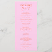 Moderne Typografie Pink Orange Hochzeitsprogramm Programm (Rückseite)