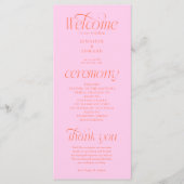 Moderne Typografie Pink Orange Hochzeitsprogramm Programm (Vorderseite)